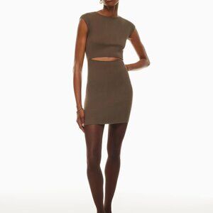 NWT SOLD OUT Aritzia Wilfred Cutout Knit Mini Dress - size S cocoa bean